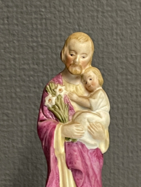Heiligenbeeld Jozef met kind, 17 cm, biscuit porselein, 1900. (1)
