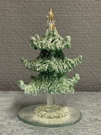 Kerstboom, glas, 10 cm hoog, (9)