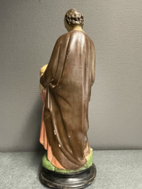 Heiligenbeeld Jozef en Jezus, 1900, 46 cm, gips (r)