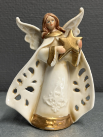 Kerst engel porselein (ster) 12 cm (0)