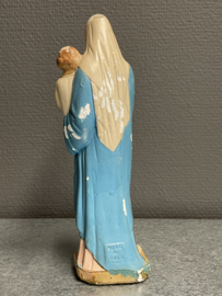 Beeld Heilige Maria met kind, gips, beschadigd, 22 cm (8)