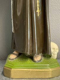 Heiligenbeeld  Franciscus van Assisi, Vanitas, 41 cm, gips (8)