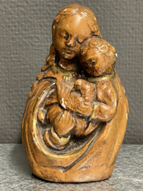 Heiligenbeeld Maria met kind,  gips, 14 cm (3)