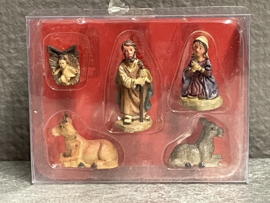 Kerstgroep 5 figuren, resin, 3 cm (9)