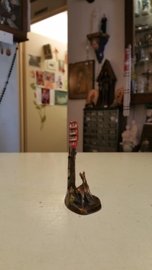 Brons, wegkapel met hert, 9 cm (2)