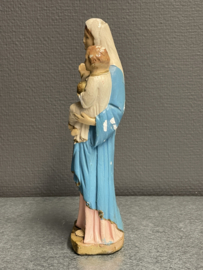 Beeld Heilige Maria met kind, gips, beschadigd, 22 cm (8)