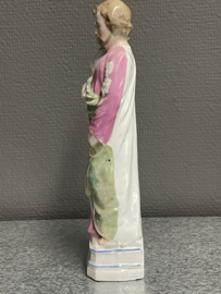 Heiligenbeeld Jozef met kind, 24 cm, biscuit porselein, 1900. (1)