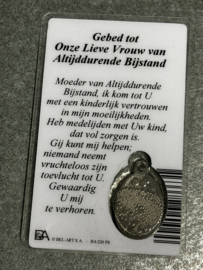 Devotiemedaille Maria altijd durende bijstand inclusief bidprentje, 2.5 CM