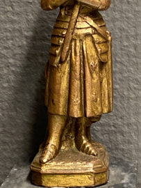 Heiligenbeeld Jeanne D'arc, brons, marmeren voet, 13cm (15)