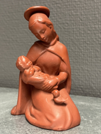 Heiligenbeeld Maria met kind en vogel, Hummel (HX237/A 1952), 10 cm terracotta (11)