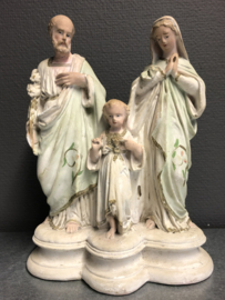 Heiligenbeeld heilige Familie, antiek, gips, gerestaureerd,  26 x 20 cm (5)