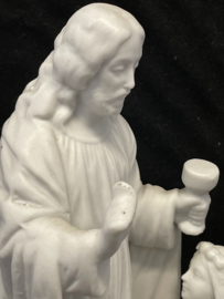 Heilige Communie beeld, Biscuit porselein 19 cm, Jezus en communicant 1910 (1)