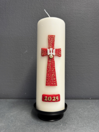 Huispaaskaars 8x25 cm, inclusief standaard
