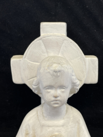 Heilige Communie beeldje, gips,  14 cm. St. Jos, Venlo jaren 30 (5)
