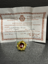 Relikwie Peerke donders met bewijs van authenticatie, (Ex. Ossibus)