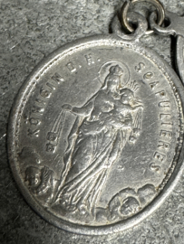 Scapulier Medaille met Theresia van het Kindje Jezus en Onze Lieve Vrouw van de Berg Karmel, 2.5 CM