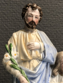 Heiligenbeeld heilige Familie  biscuit, 1900, 20x12cm. (2)
