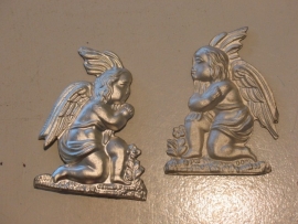 Ex voto engelen stel zilver, 7 x 6 cm, 2 stuks