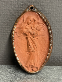 Terracotta plaqette Maria met kind, van Rossum, Utrecht, 10 cm (2)