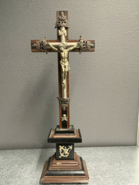 Staand kruis, Ebben en Palissander hout 44x 18 cm 19e eeuw (8)