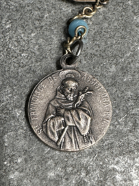 Antieke Rozenkrans Antonius en Franciscus, deels zilver,  24 CM