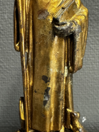 Heilige Benedictus – verguld tinnen beeld, ca. begin 20e eeuw
