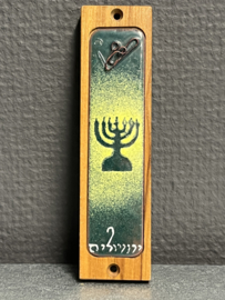 Judaica, Mezoeza 12 cm, incl, tekst, hout.