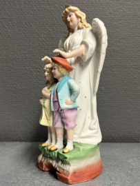 Engelenbeeld beschermengel met kinderen, Biscuit porselein, 20 cm (0)
