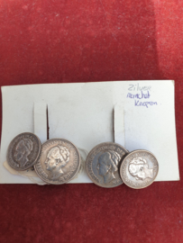 Manchetknopen, zilver 25 cent en 1/2 gulden, jaren 20/30