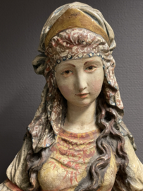 Heiligenbeeld Elisabeth van Thuringen / Hongarije 78 cm, houtsnijwerk Tirol (r)