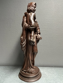 Heiligenbeeld Maria met kind, bruin, gips, 43cm (5)