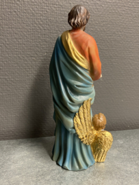 Heiligenbeeld Mattheus evangelist, 20 cm, resin, (2)