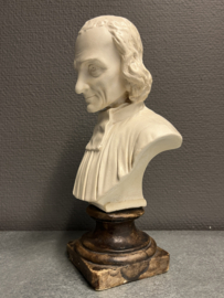 Heiligenbeeld Johannes Maria Vianney, Pastoor van Ars,  Antiek gipsen borstbeeld 26 cm (8)