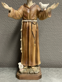 Heiligenbeeld Franciscus van Assisi met vogels, resin, 20 cm (2)