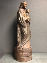 Heiligenbeeld Maria met kind, 62 cm, eikenhout,  (g)