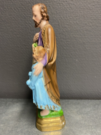 Heiligenbeeld Jozef met kind Jezus, gips, 20 cm (3)