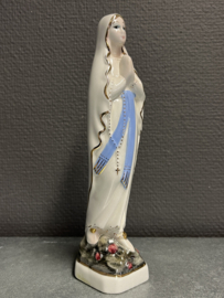 Heiligenbeeld Maria O.L.V Lourdes, porselein, 21cm (2)