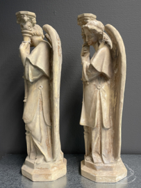 Engelen, kandelaar, 2 stuks 49 cm, gips (9)