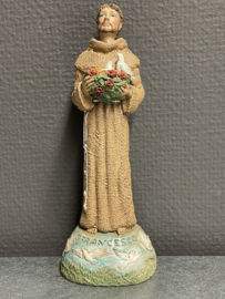 Heiligenbeeld  Franciscus van Assisi met duiven resin, 18cm (4)