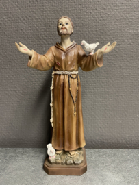 Heiligenbeeld Franciscus van Assisi met vogels, resin, 20 cm (2)