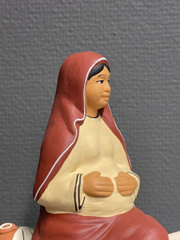 Tocht naar Bethlehem, Terracotta, 21 cm, zwangere Maria (9)