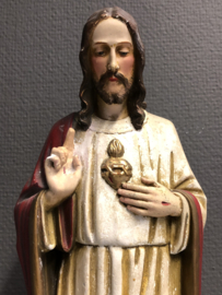 Heiligenbeeld Jezus heilige hart, 42cm, gips, jaren 20 (2)