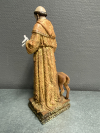 Beeld Heilige Franciscus van Assisi, met hert, 21 cm, resin (3)