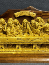Laatste Avondmaal – handgemaakt olijfhouten reliëf uit Jeruzalem