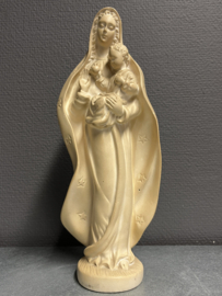 Heiligenbeeld Maria met kind en sterren op mantel, 31 cm, gips, door Maucci (2)