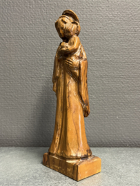 Heiligenbeeld Maria met kind, Hout, Duits, 23cm (3)