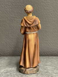 Heiligenbeeld  Franciscus van Assisi met duiven, resin, 13cm (8)