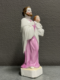 Heiligenbeeld Jozef met kind, biscuit porselein, 17 cm, (1)