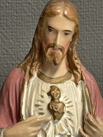 Heiligenbeeld Jezus Heilig Hart 43 cm, gips, 1900 (10)