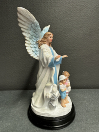 Bescherm engel met kinderen (blauw)